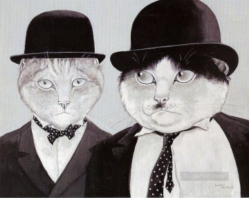 chats en costume Animal facétieux Peinture à l'huile
